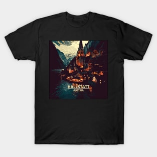 Hallstatt, Austria night alps mountains T-Shirt